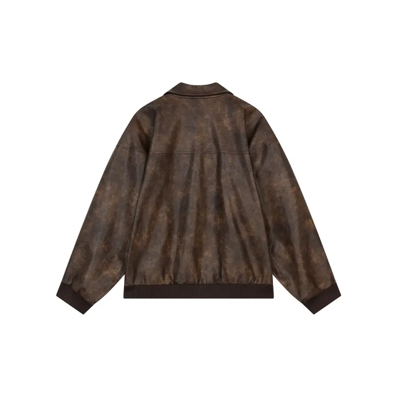 ELF SACK Leather Jacket Women's Bear Coffee-1