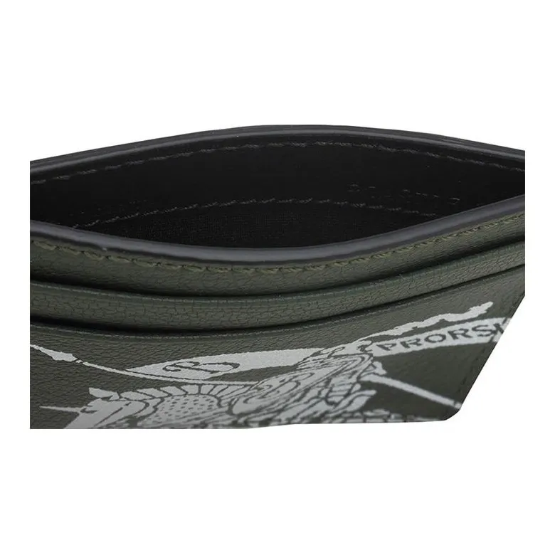 Burberry Sheepskin Card Clip Card Holder Men's Iridescent Blue/Classic Green-4