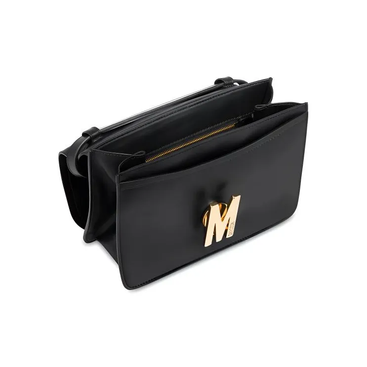 MOSCHINO Cow Leather Shoulder Bag Women's Black-2