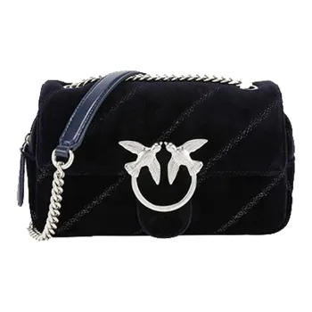 PINKO SIMPLY Velvet Flying Bird Bag Swan Bag Shoulder Bag Crossbody Bag Mini Women's Black