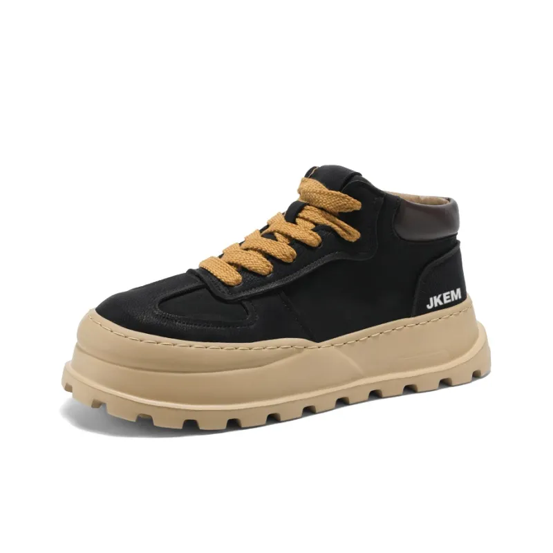 JKEM Anti Slip And Wear Resistant Height Increasing Mid Top Casual Shoes Men's-1