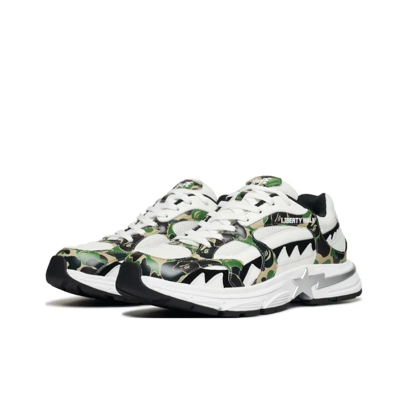A BATHING APE SHARK STA Low Top Casual Shoes Men's Green-1