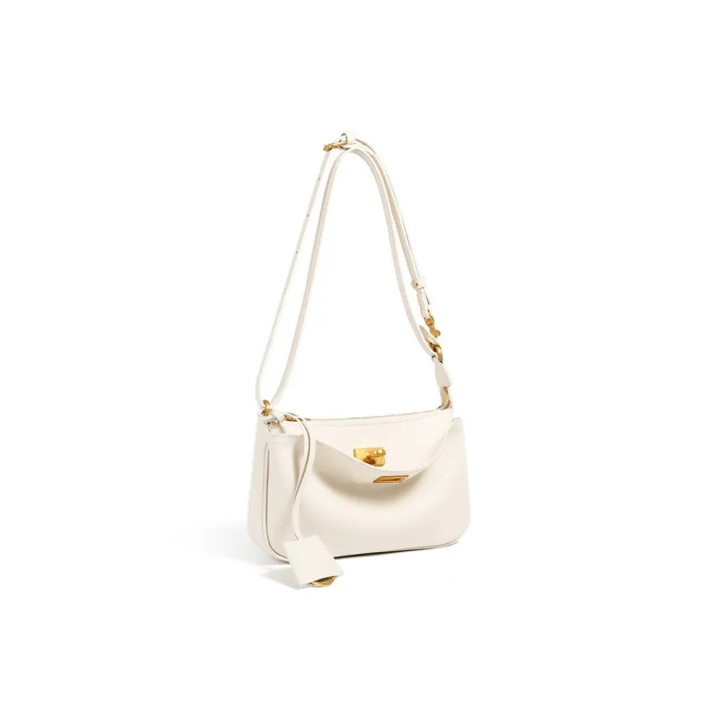 Carnival Keep Cow Leather Patchwork Synthetic Leather Shoulder Bag Women's White/Black-1