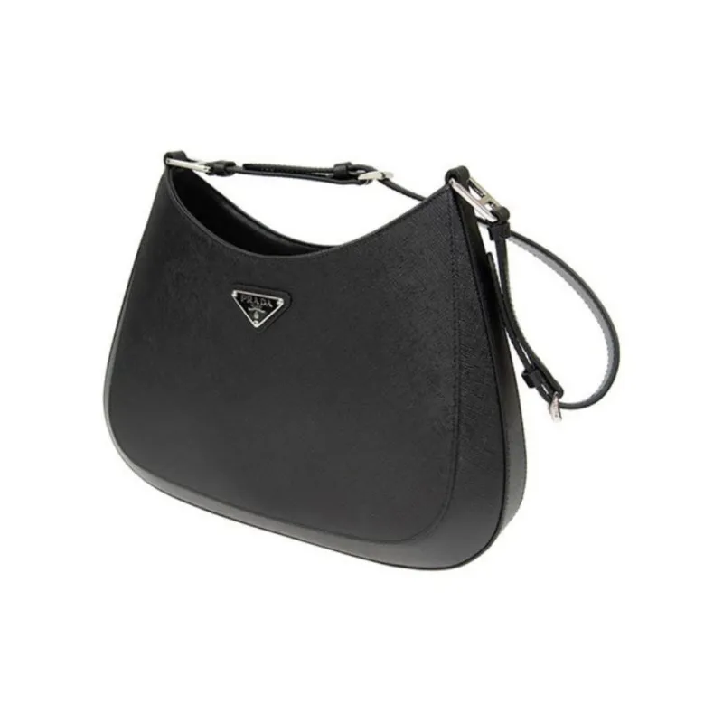 PRADA Leather Shoulder Bag, Handbag, Shoulder Bag Women's Black-3