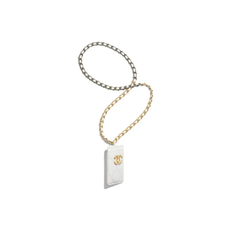 CHANEL 19Bag Lambskin Card Holder Women's White-1