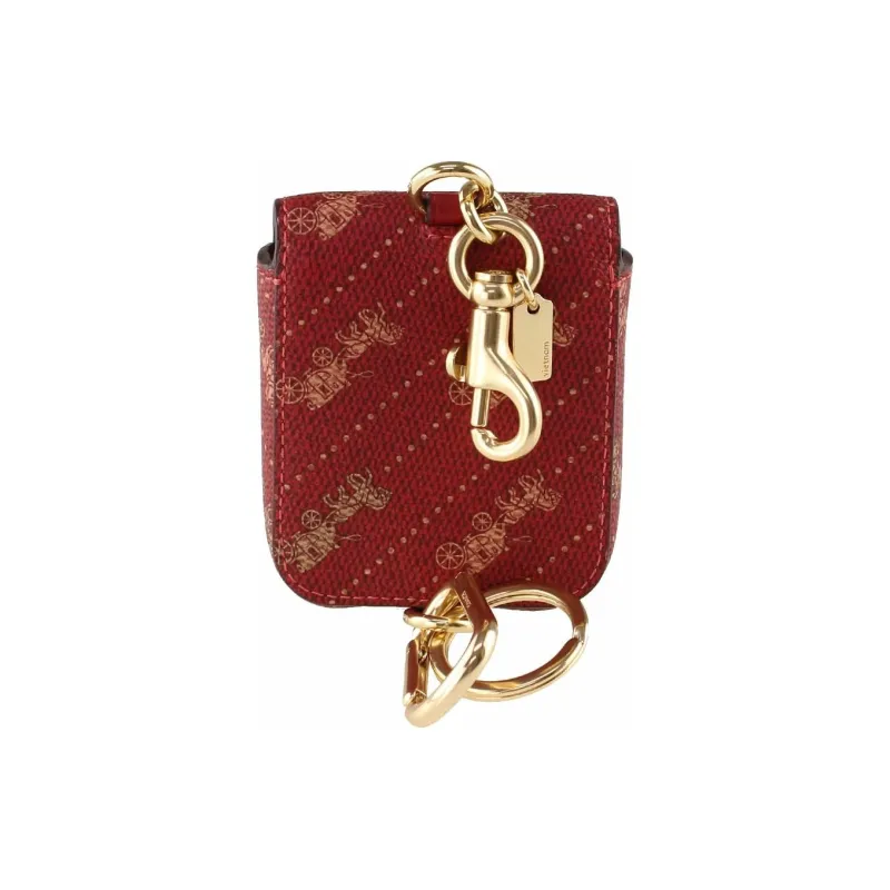 COACH Canvas Earphone Case Women's Red-2