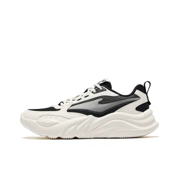 Erke Ci Wu Rebound Wear Resistant Breathable Low Top Casual Shoes Women's Jet Black Microcrystal White