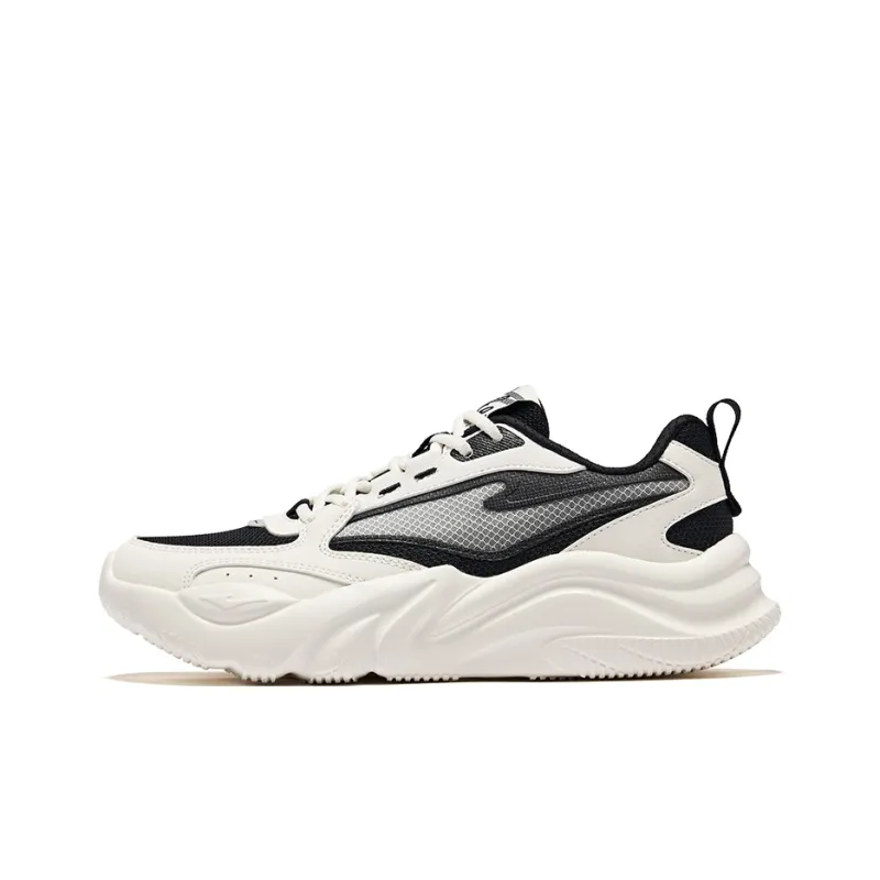 Erke Ci Wu Rebound Wear Resistant Breathable Low Top Casual Shoes Women's Jet Black Microcrystal White-0