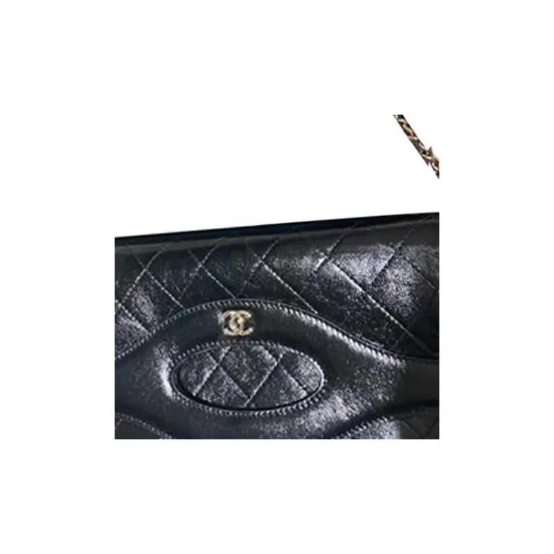 CHANEL Oil Wax Cow Leather Shoulder Bag, Portable Crossbody Bag Mini Women's Black-1