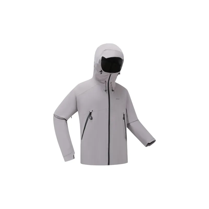 DECATHLON MH500 Hiking Water Resistant Windproof Breathable Windbreaker Jacket Men's Light Gray-2