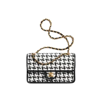 CHANEL Lambskin Flap Bag, Crossbody Bag, Shoulder Bag Women's Black & White