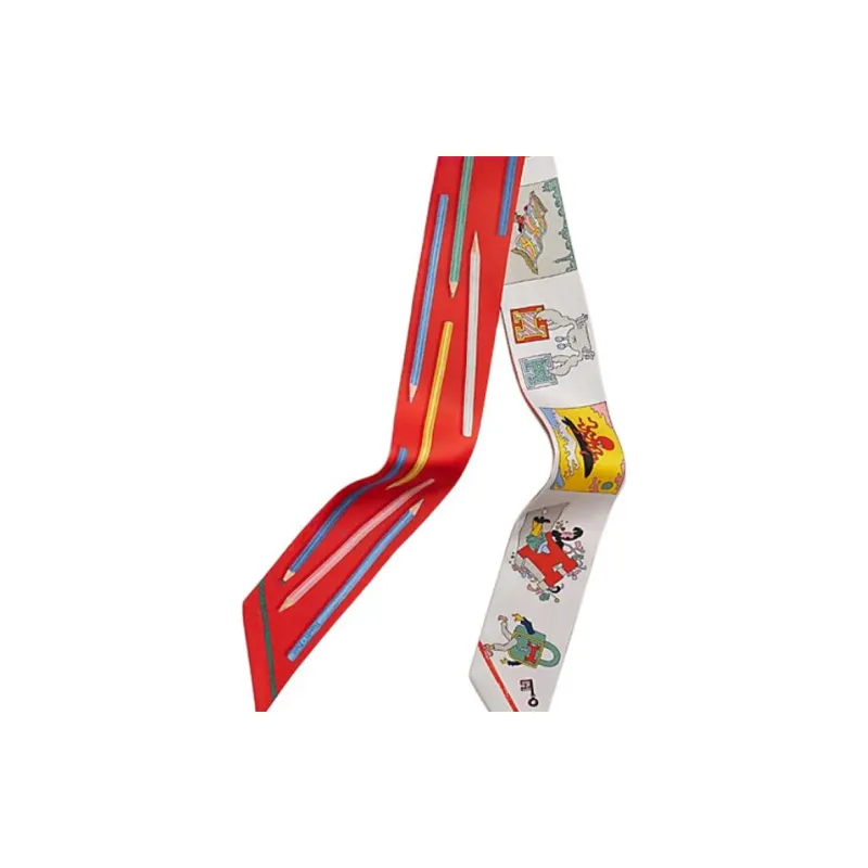 HERMES Mulberry Silk Scarves Women's Red/Green-1
