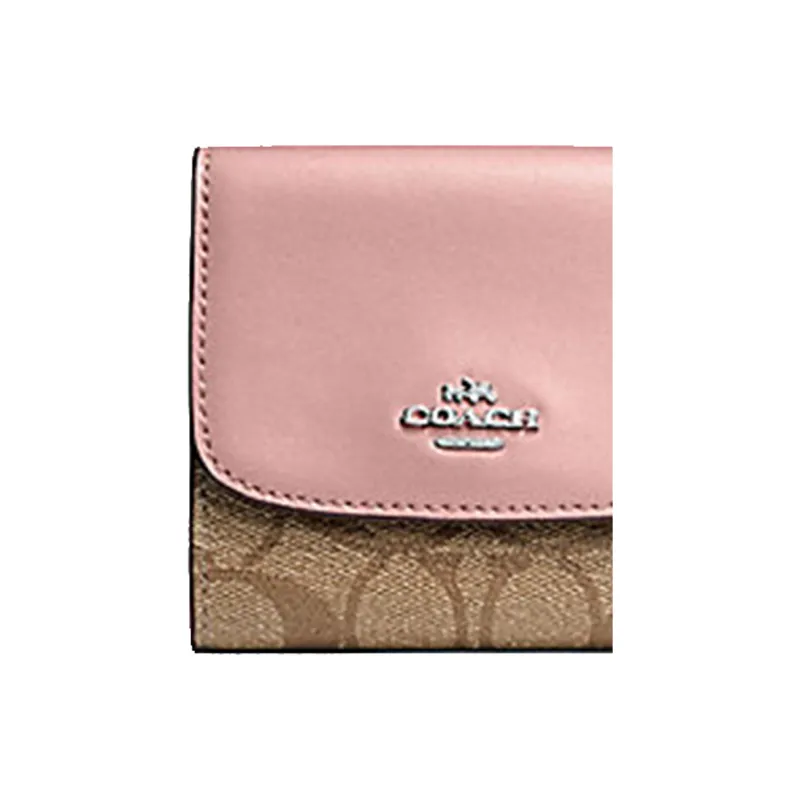 COACH PVC Polyvinyl Chloride Clutch Wallet Women's Light Pink & Light Brown Monogram-3