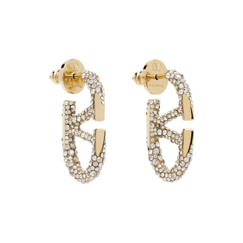 Valentino 18k Gold Crystal Stud Earrings Women's Gold-1