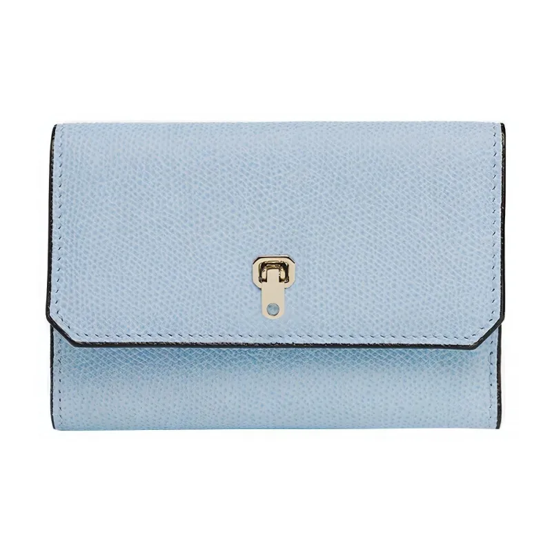 Valextra Brera Cow Leather Wallet Women's Cornflower Blue-0