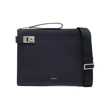 FERRAGAMO Calfskin Laptop Bag Men's Navy