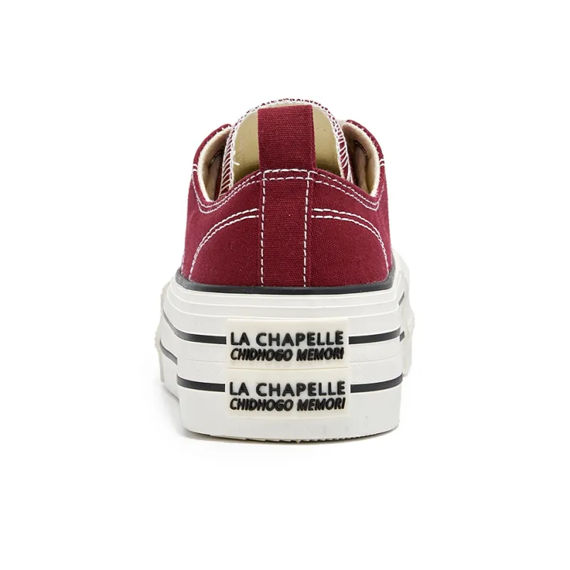 La Chapelle Anti-Slip And Wear-Resistant Height Increasing Low-Top Canvas Shoes Women's Red-5