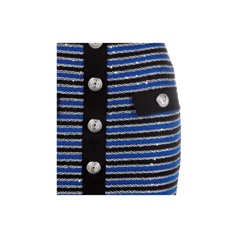 BALMAIN Buttoned Knit High Waisted Skirt-3