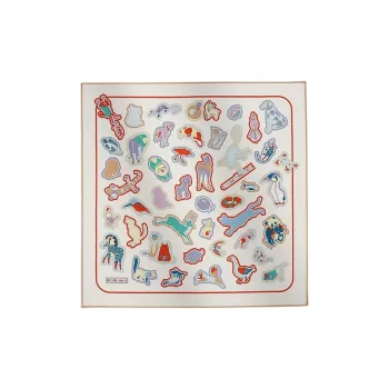 HERMES Silk Scarves Women's White