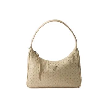 PRADA Hobo Recycled Nylon Handbag Mini Women's Desert Yellow