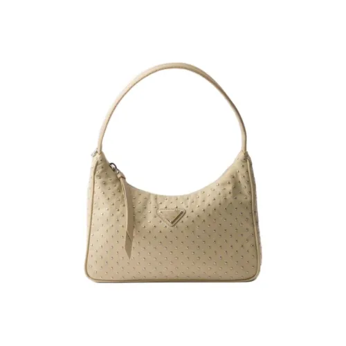 PRADA Hobo Recycled Nylon Handbag Mini Women's Desert Yellow