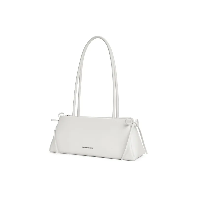 CHARLES&KEITH PU Shoulder Bag Medium Size Women's Light Pink/Noir Black/White/Sea Salt Blue-5