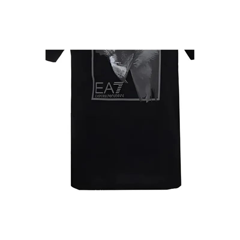EMPORIO ARMANI EA7 Logo Print Casual Crew Neck Short Sleeved T Shirt T Shirt Men's Black-3