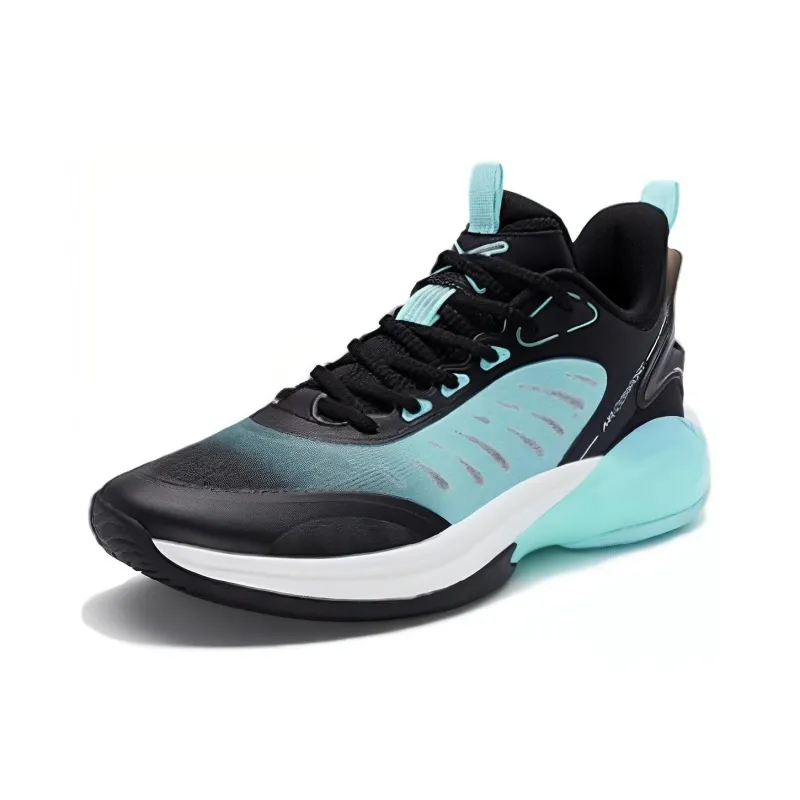XTEP Durable Breathable Low Top Basketball Shoes Black Blue-1