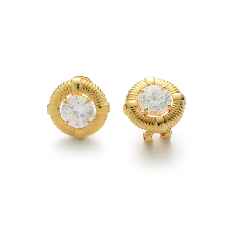 RSNY Gold Plated Copper Stud Earrings Women's-0