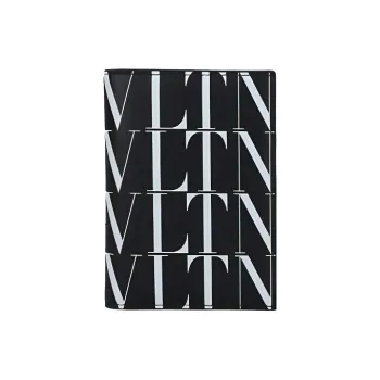 Valentino VLTN Leather Leather Wallet Card Holder Passport Holder Small Size Unisex Black