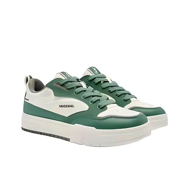 QIAODAN Dry Anti Slip And Wear Resistant Lightweight Low Top Skateboard Shoes Men's White Green-3