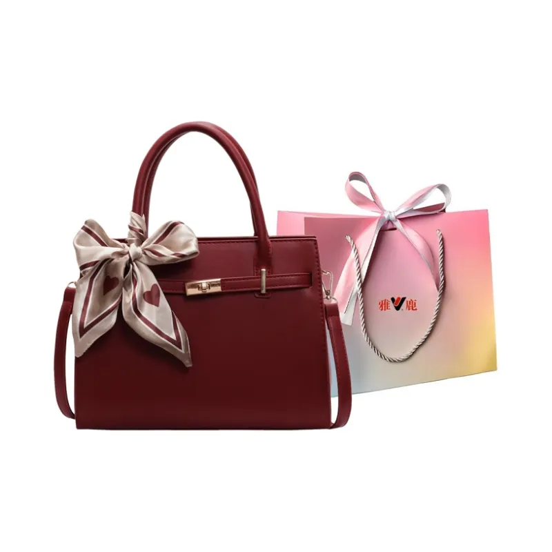 Yalu PU Handbag, Shoulder Bag, Crossbody Bag Regular Women's Black/Red-8