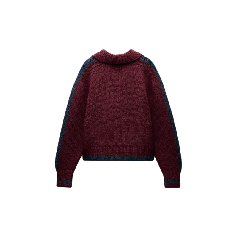 ZARA Knitwear Women's Burgundy Red-1