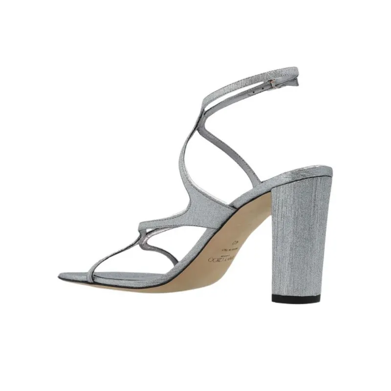 Jimmy Choo Azie Strap Sandals 8.5cm Women's Silver-3