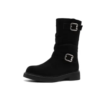 JOSINY Flat Retro Single Shoes Crew Ankle Boots Women's Black