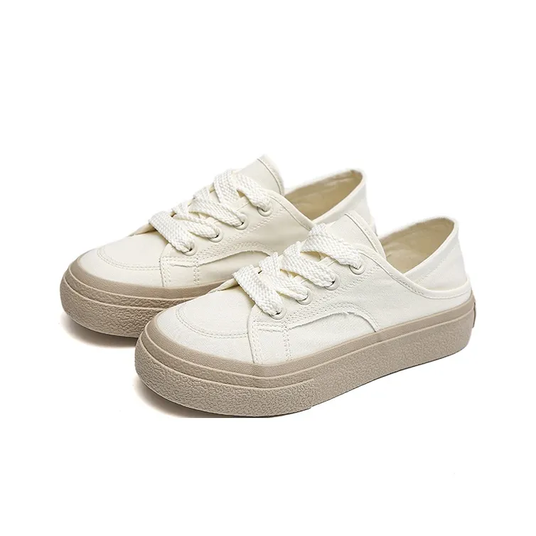 Than Than Me Slip Resistant Low Top Skateboard Shoes Women's Beige Khaki-2