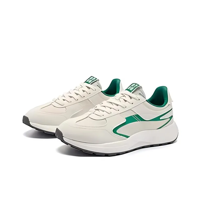 QIAODAN 70 Inches Length X Width Anti Slip Wear Resistant Low Top Casual Shoes Men's Beige Green-2