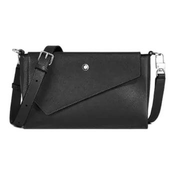 MONTBLANC Cow Leather Messenger Bag Crossbody Bag Shoulder Bag Women's Black
