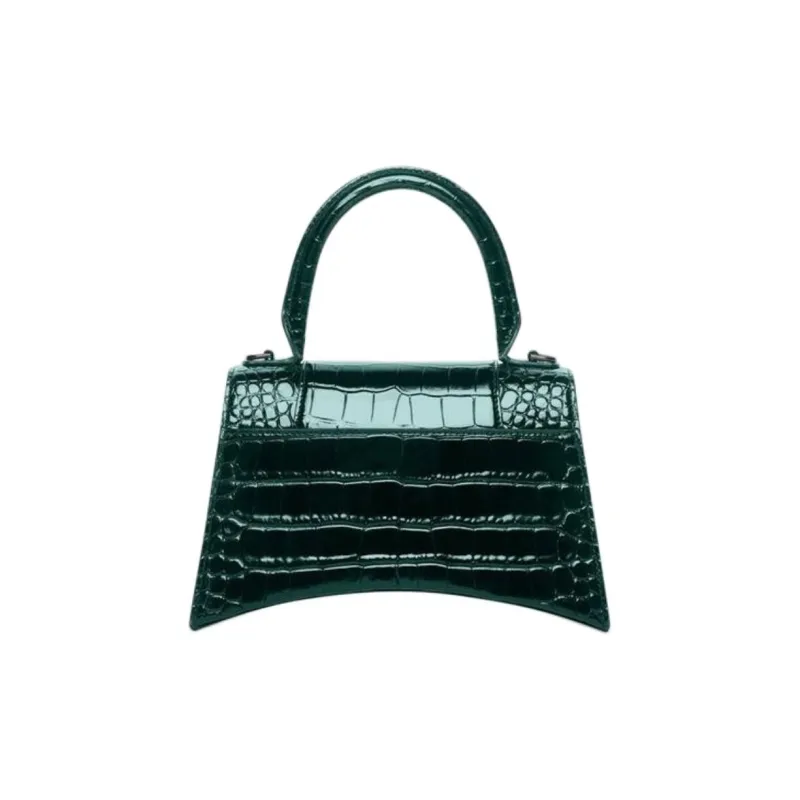 Balenciaga Crocodile Embossed Calfskin Hourglass Bag Shoulder Bag Crossbody Bag Handbag Small Size Women's Dark Green-3