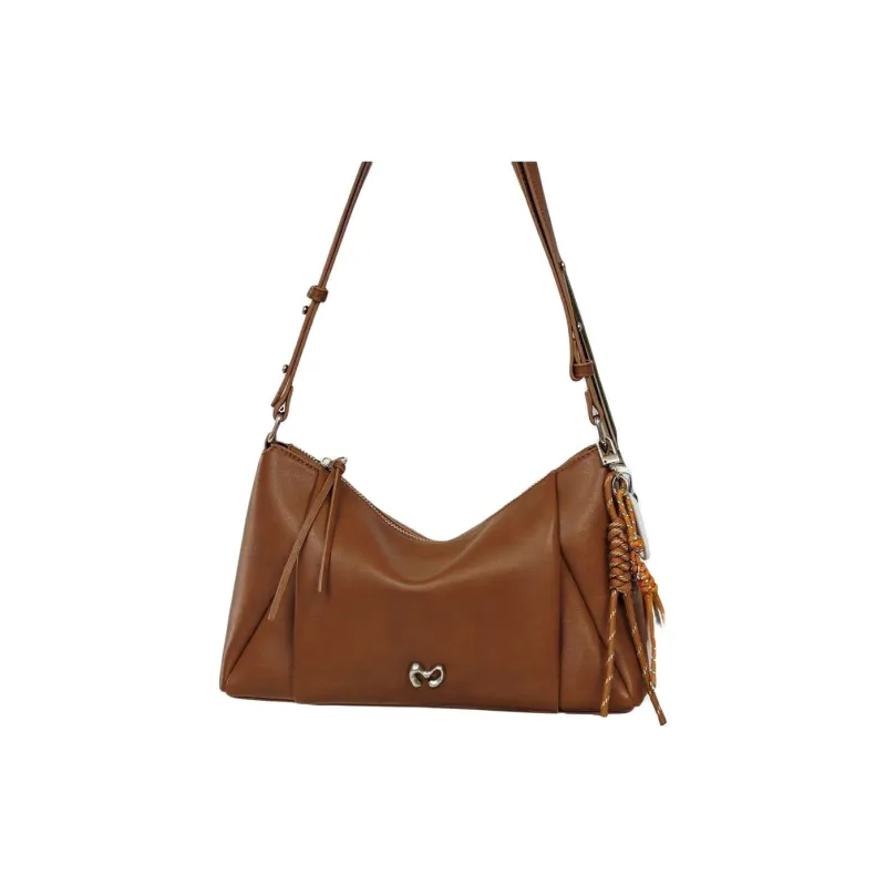 MCMIKO Cow Leather Shoulder Bag Small Size Women's Nut Brown-1