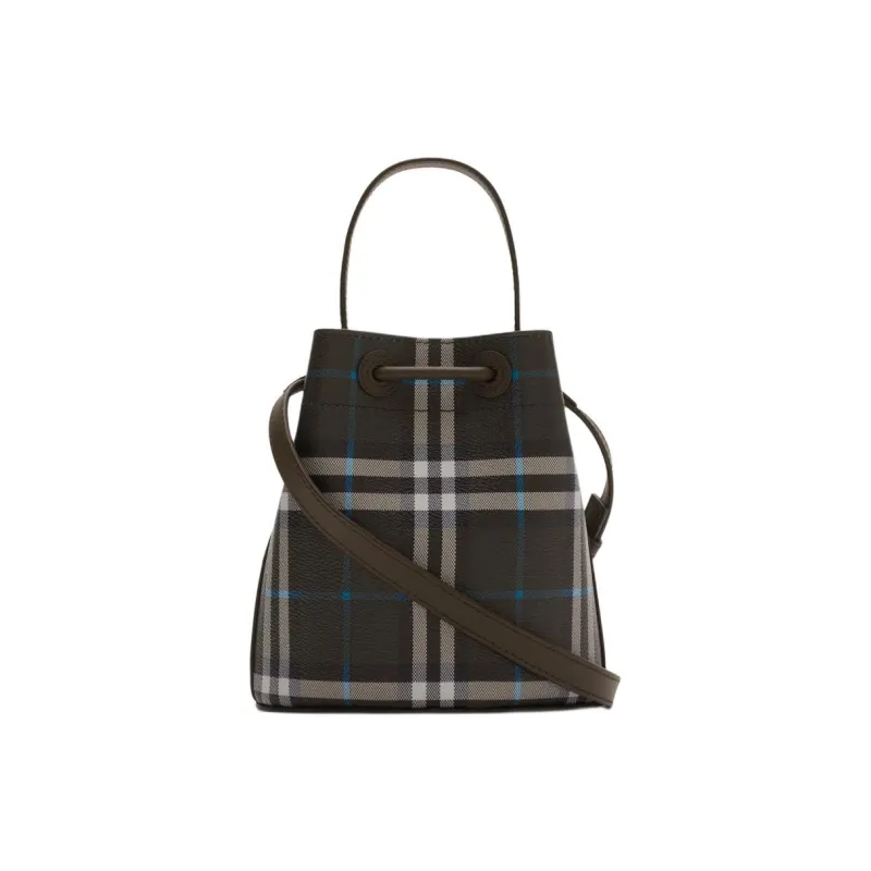 Burberry Elastane Bucket Bags One Shoulder Handbags Mini Unisex Dark Brown-2