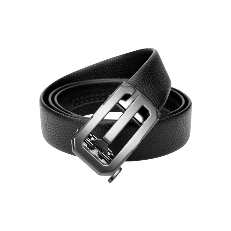 GOLF Automatic Buckle Cow Leather Belt Boyfriend Men's Gunmetal/Gold 3.5cm-1