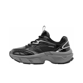 QIAODAN Cushioned Slip Resistant Low Top Chunky Sneakers Women's Black Gray