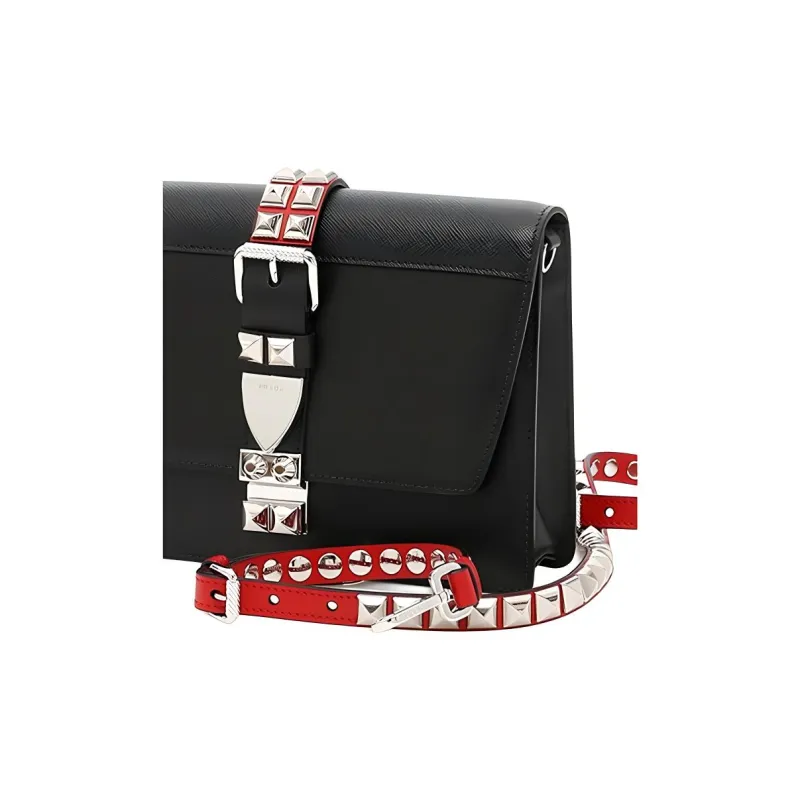PRADA Calfskin Shoulder Bag, Crossbody Bag Regular Women's Black-3