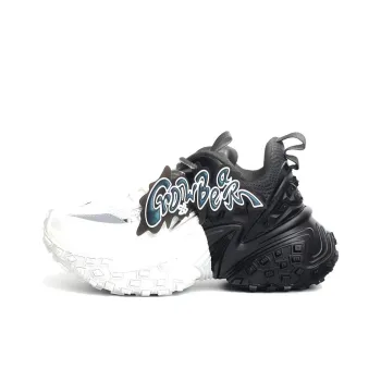 Crow Bear Cushioning, Slip Resistant, And Abrasion Resistant Low Top Chunky Sneakers Unisex Black White