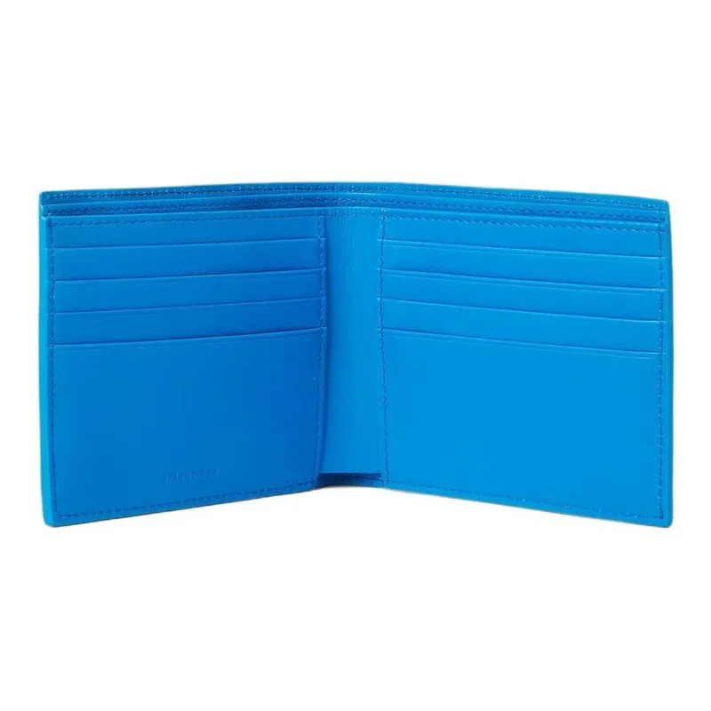 Balenciaga Calfskin Wallet Card Holder Coin Purse Men's Blue-3
