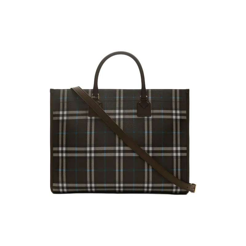 Burberry Freya Polyurethane Tote Bag, Shopping Bag, Shoulder Bag, Crossbody Bag, Handbag Medium Size Women's Brown-2