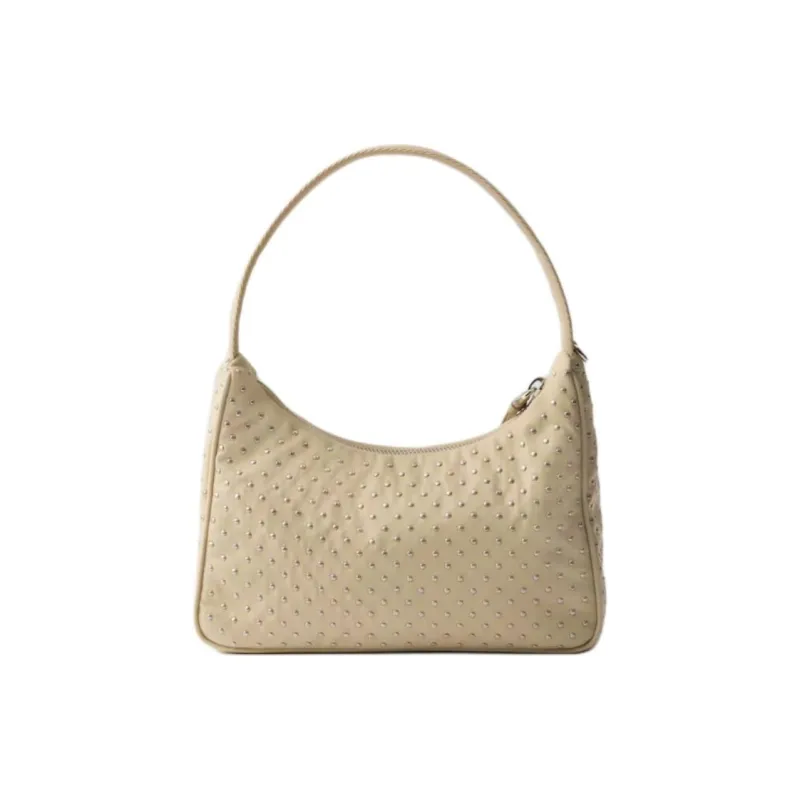 PRADA Hobo Recycled Nylon Handbag Mini Women's Desert Yellow-2