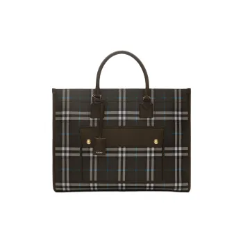 Burberry Freya Polyurethane Tote Bag, Shopping Bag, Shoulder Bag, Crossbody Bag, Handbag Medium Size Women's Brown