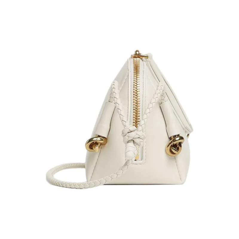 Bottega Veneta Cow Leather Handheld Shoulder Bag Women's Chalk White-1